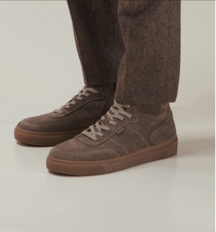 Sneakers alta uomo in camoscio