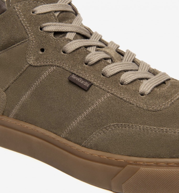 Sneakers alta uomo in camoscio