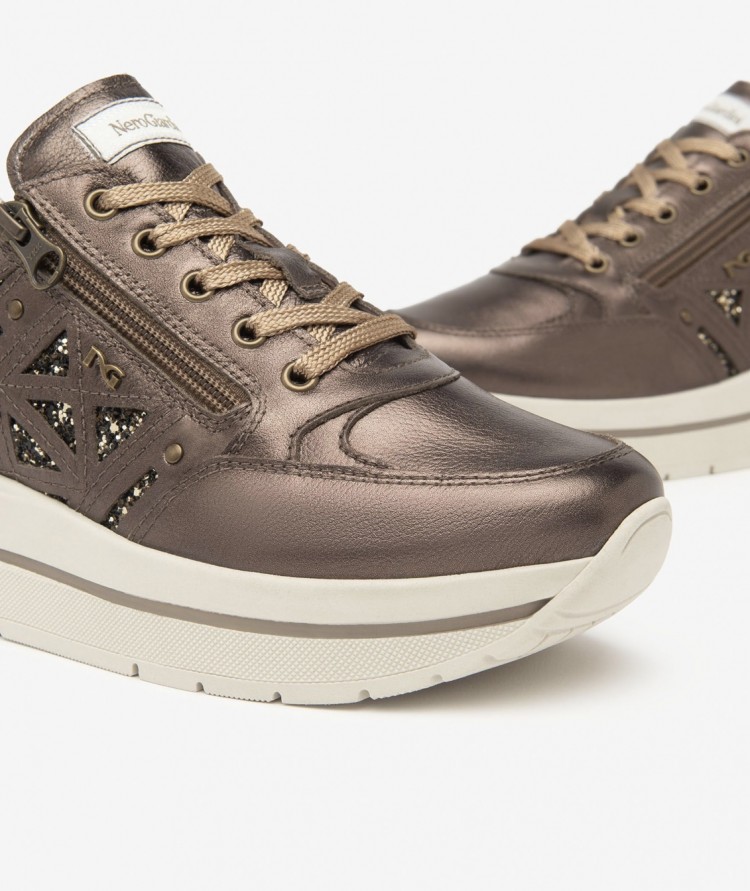 Sneakers Donna in pelle e brillantini