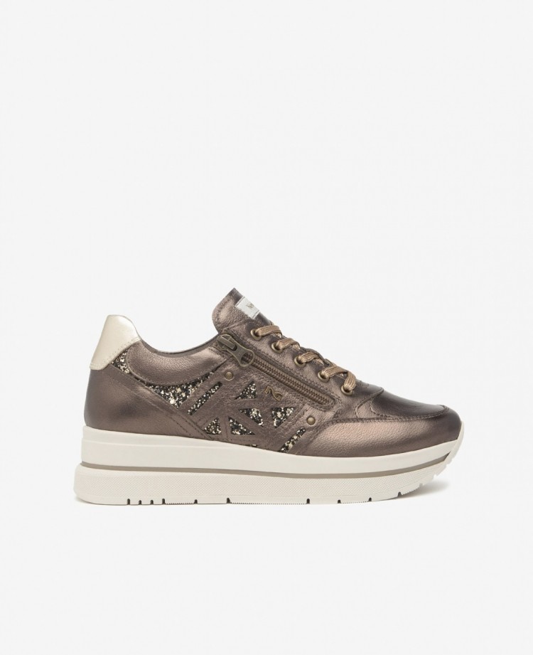 Sneakers Donna in pelle e brillantini