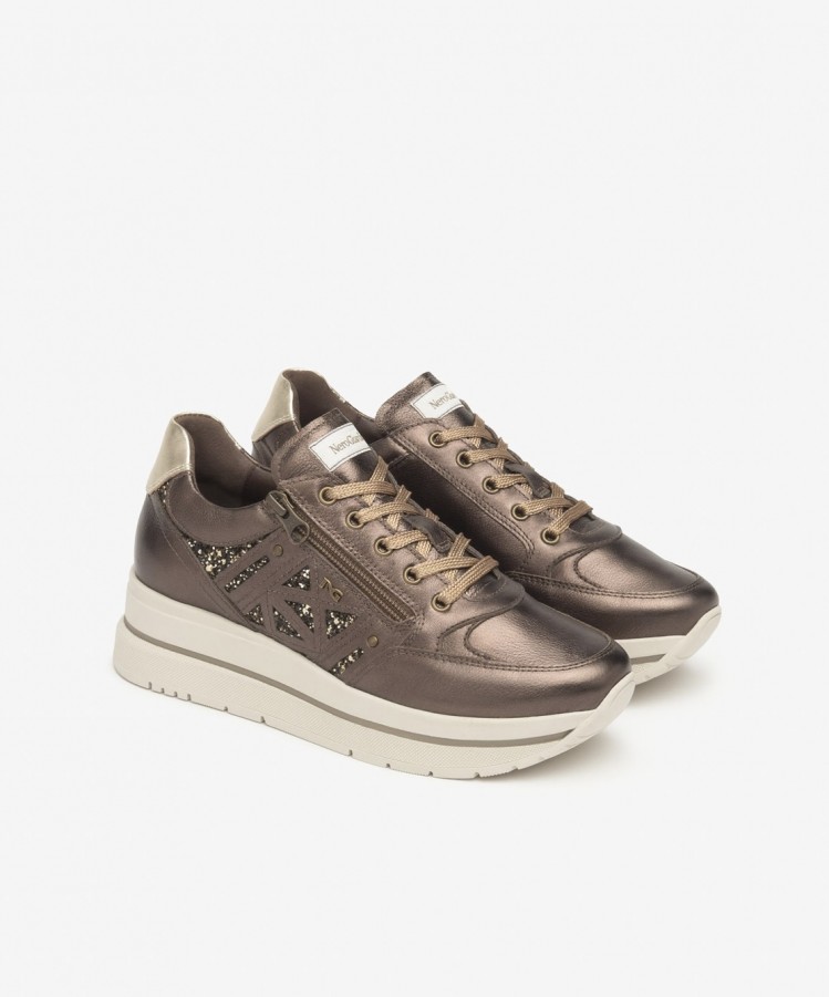 Sneakers Donna in pelle e brillantini