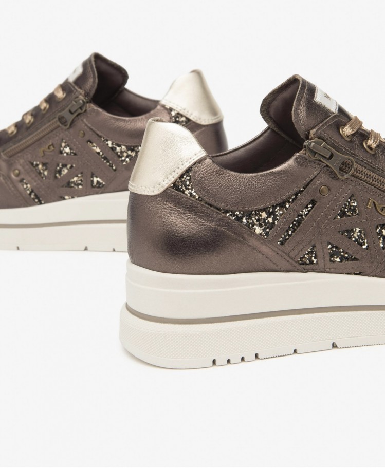 Sneakers Donna in pelle e brillantini