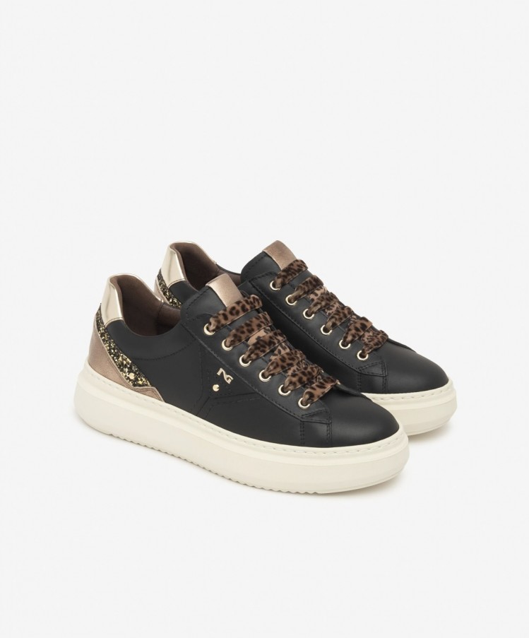 Sneakers Donna in pelle e glitter