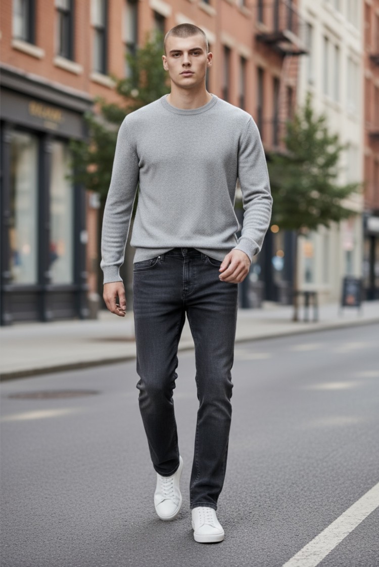 Jeans nero dritto uomo Yes-Zee