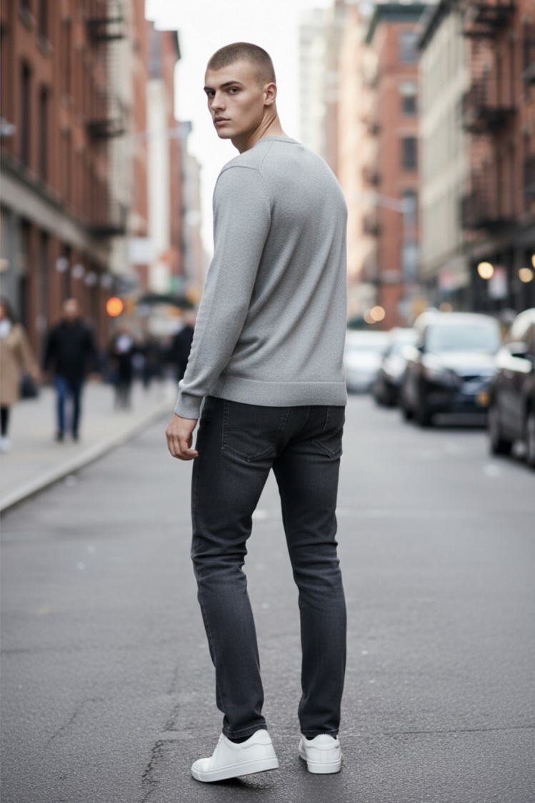 Jeans nero dritto uomo Yes-Zee